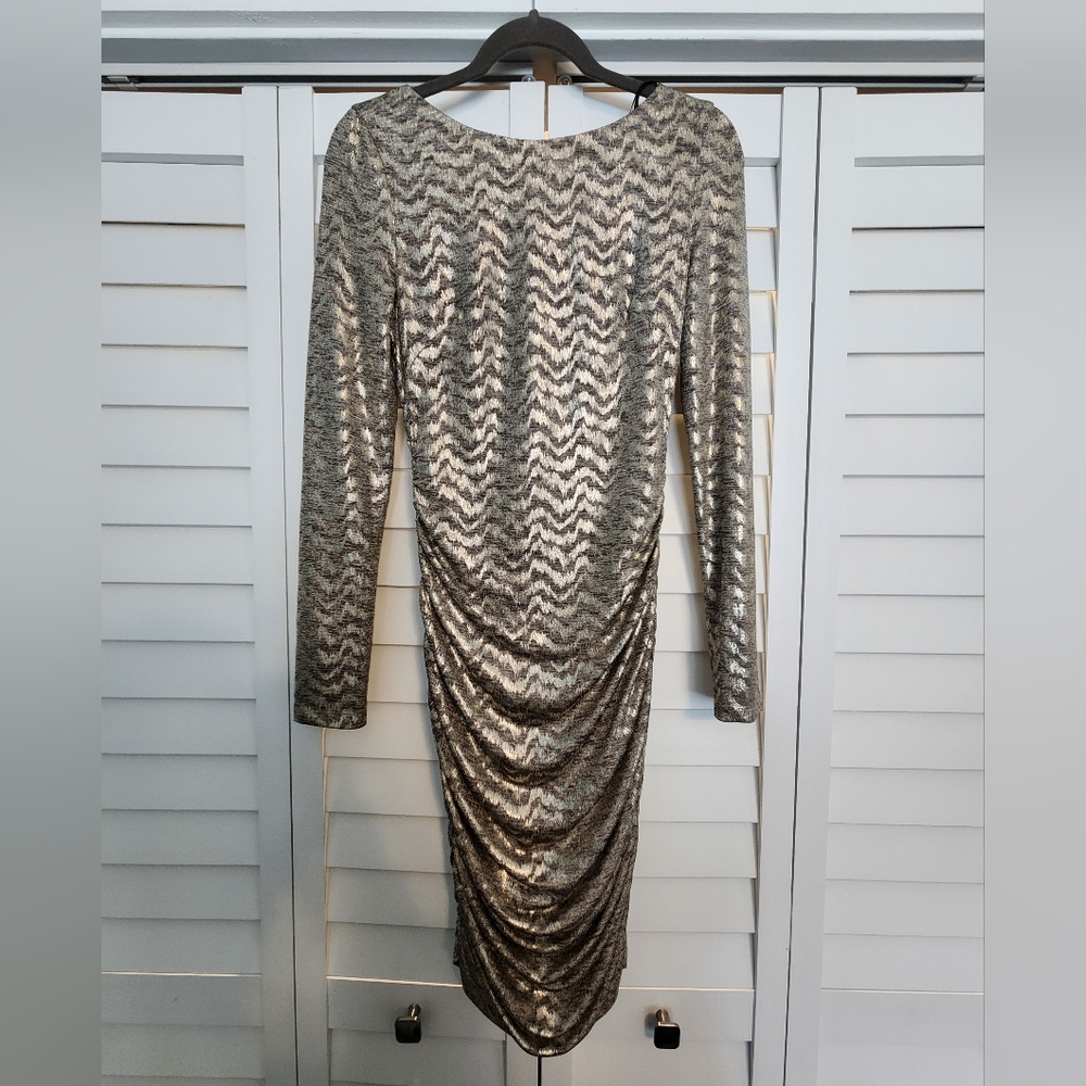 Vince Camuto Gold Long Sleeve Sheath Dress
